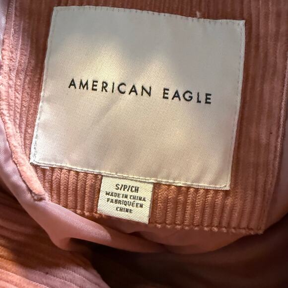 American Eagle Dusty Rose Pink Corduroy Puffer Jacket, Versatile Hood, Small - Picture 9 of 12